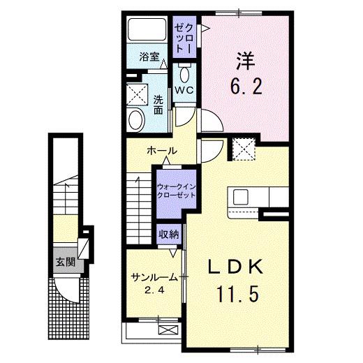 HOUSE LUFT II(1LDK/2階)の間取り写真