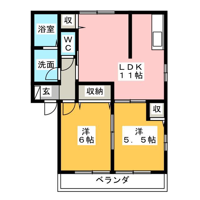 フェリス(2LDK/1階)の間取り写真