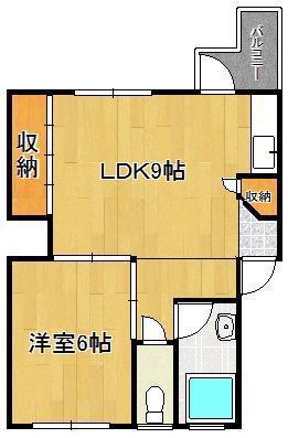 ヒルズ到津(1LDK/5階)の間取り写真