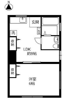 KMハイツ(1LDK/1階)の間取り写真