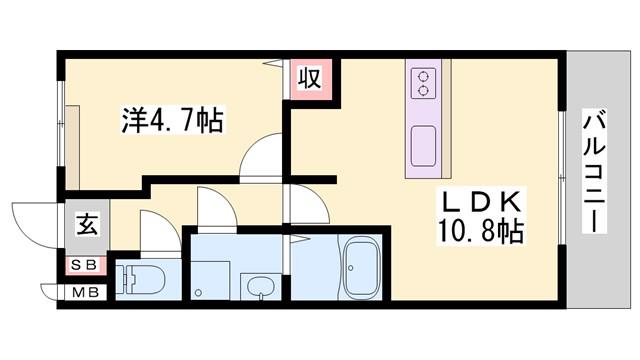 モン・ロワジール(1LDK/2階)の間取り写真