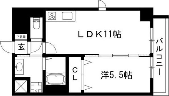 パークレジデンス名駅北(1LDK/2階)の間取り写真