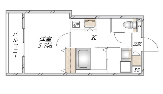 モアノ橘(1K/2階)の間取り写真