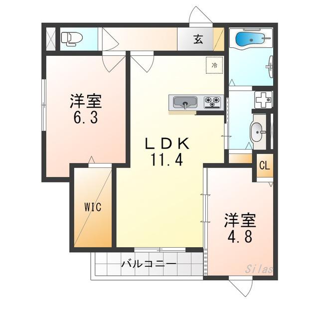 ロイズパレス中百舌鳥ウエスト(2LDK/1階)の間取り写真