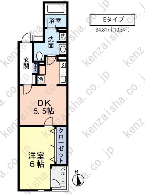 EVパレス(1DK/4階)の間取り写真