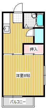 中央エステート(1K/2階)の間取り写真