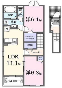 ミルキー ウェイ 壱番館(2LDK/1階)の間取り写真