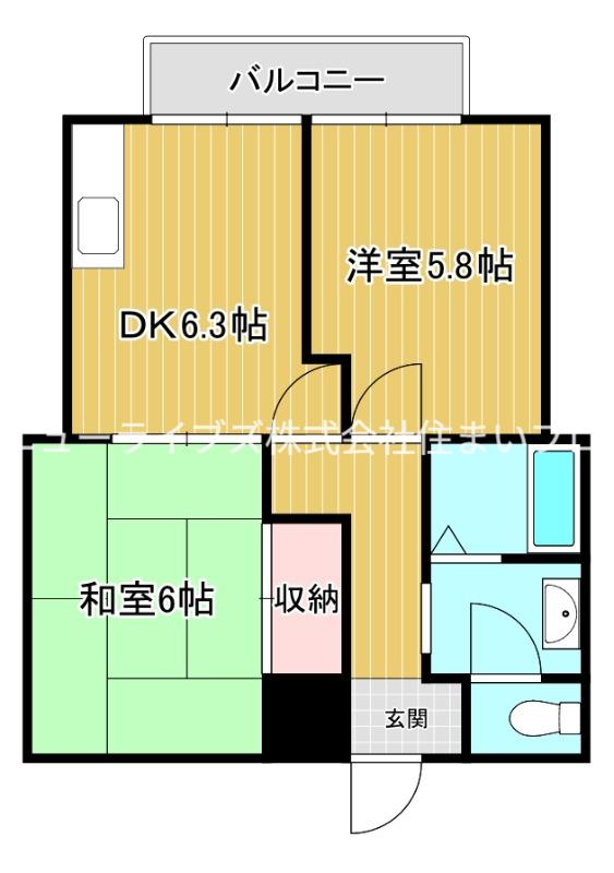 シャンテ渡辺(2DK/2階)の間取り写真