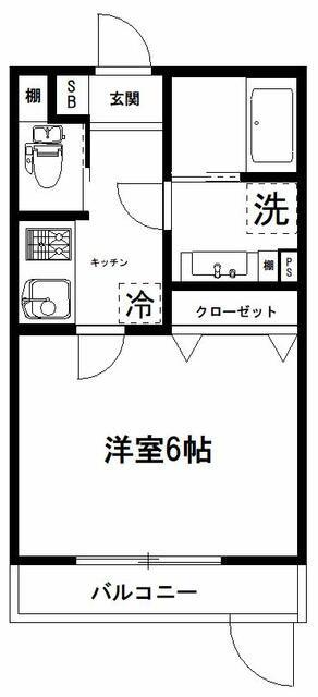 あかるA(1K/1階)の間取り写真