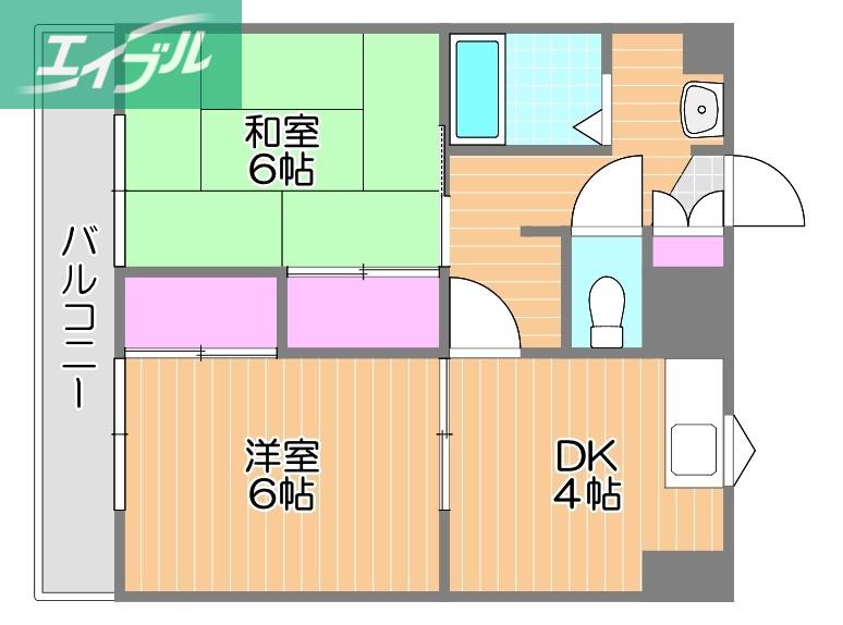 JP岡山医大東(2DK/1階)の間取り写真
