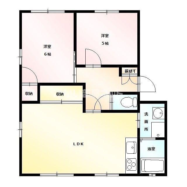 プレミールたばたB(2LDK/2階)の間取り写真