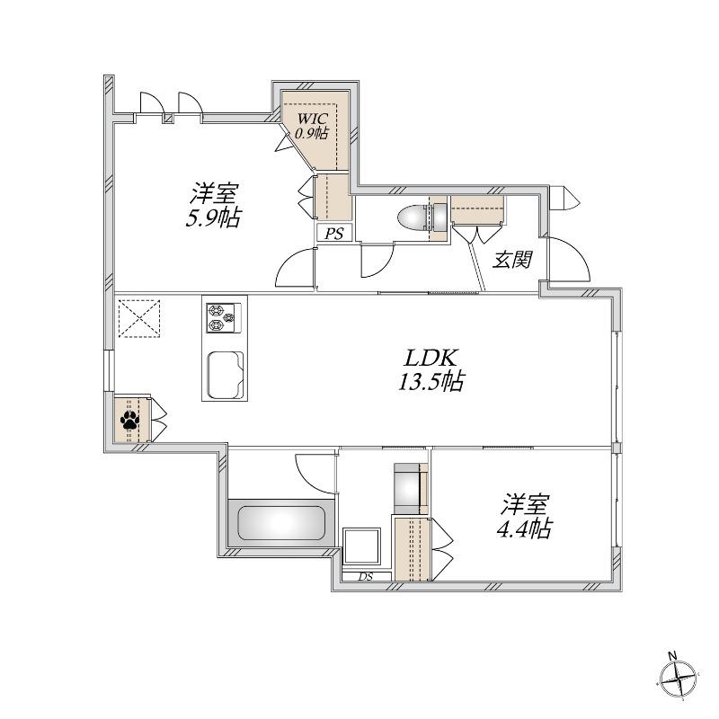 CASA CLAIR(2LDK/1階)の間取り写真
