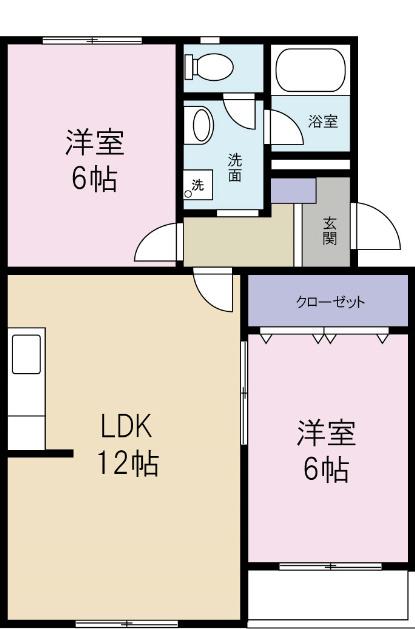 ラフィーネK(2LDK/3階)の間取り写真