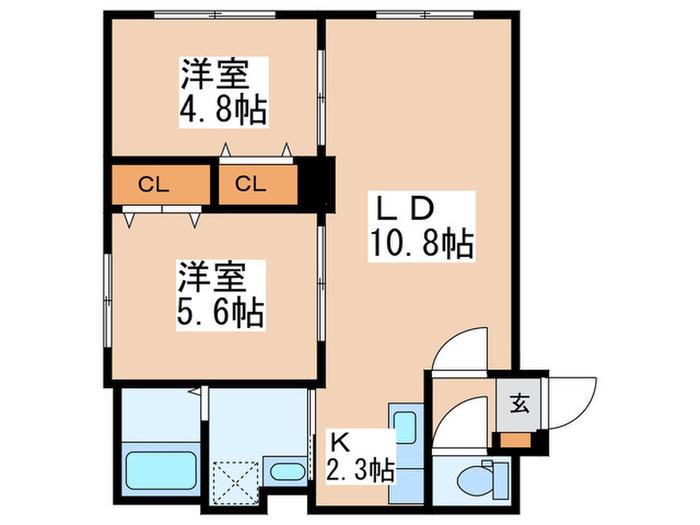 サクラN27(2LDK/4階)の間取り写真