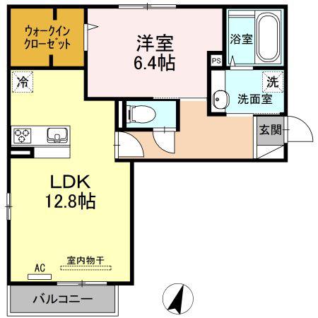 ポラリスうすき(1LDK/2階)の間取り写真