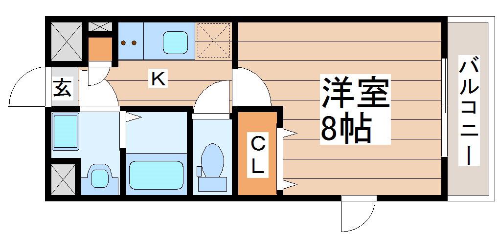 シェルグランデ土樋(1K/1階)の間取り写真