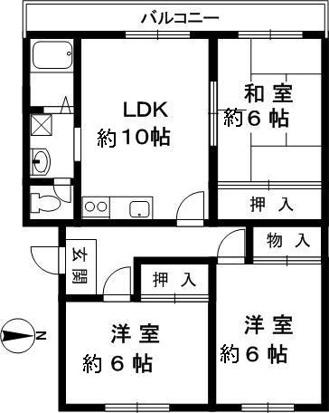 クレールフクトク(3LDK/2階)の間取り写真