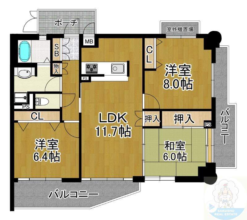 セントポリア桜坂(3LDK/4階)の間取り写真