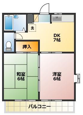 ガーデンハウス東戸塚B(2DK/2階)の間取り写真