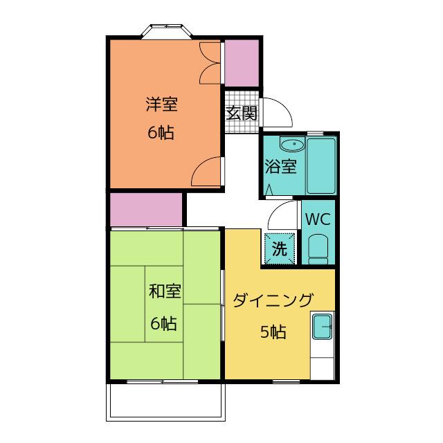 アーバンハイツ A棟(2DK/1階)の間取り写真