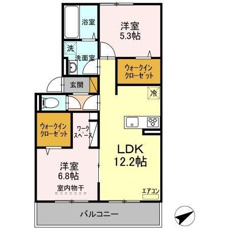 つくばエクスプレス 流山おおたかの森駅 徒歩11分 3階建 築5年(2LDK/2階)の間取り写真
