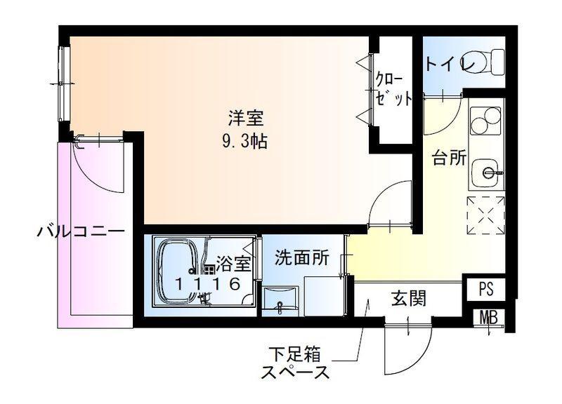 フジパレスだいどう豊里II番館(1K/3階)の間取り写真