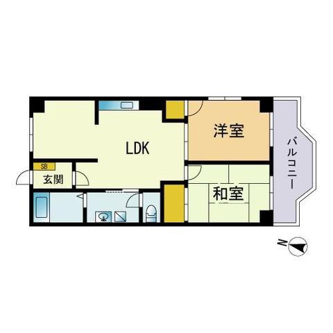 吉塚マンション(2LDK/1階)の間取り写真
