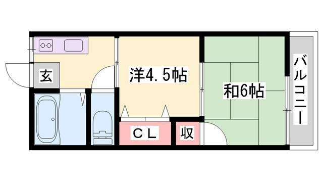シティハイツ田寺(2K/2階)の間取り写真