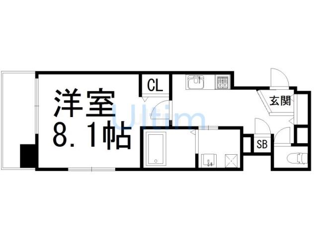 べラジオ京都西大路(1K/7階)の間取り写真