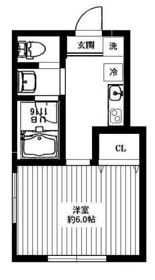ベルメゾンエイト(1K/2階)の間取り写真