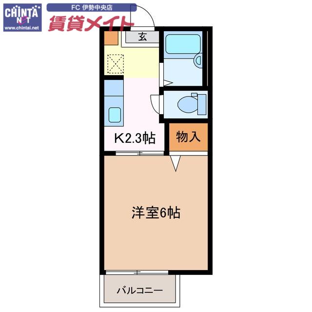 フローラル船江(1K/2階)の間取り写真