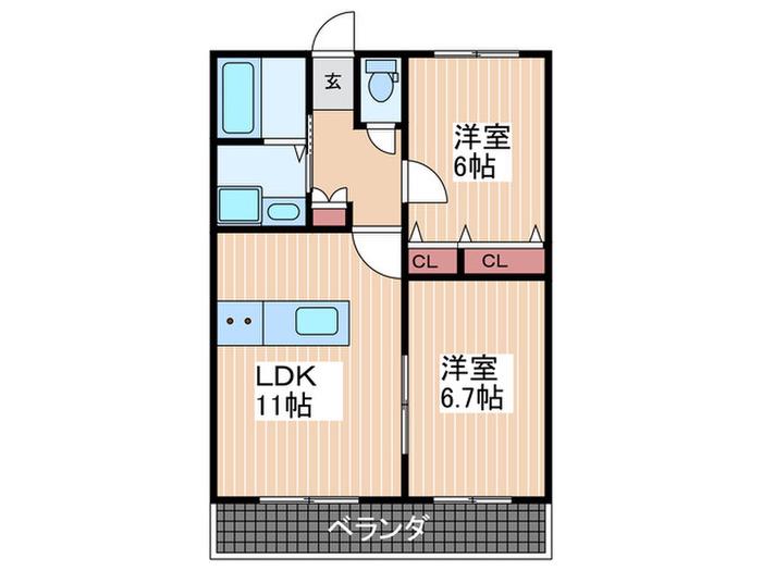 第3ことぶき荘(2LDK/3階)の間取り写真