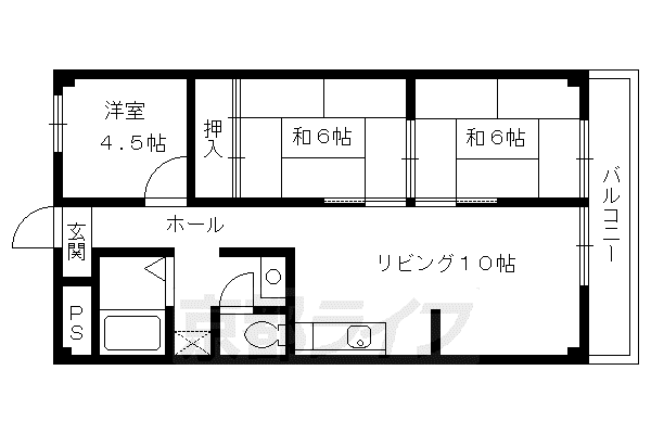 足立ハイツ竹田(3LDK/3階)の間取り写真