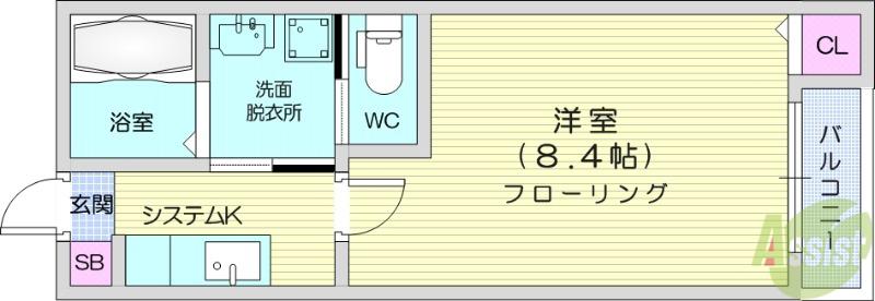 ブラン荒井A棟(1K/3階)の間取り写真