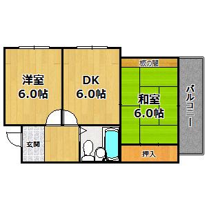 大和田ローズマンション(2DK/2階)の間取り写真