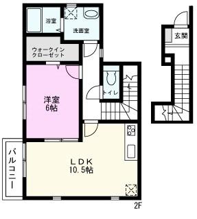 カーサ ウーノ(1LDK/2階)の間取り写真