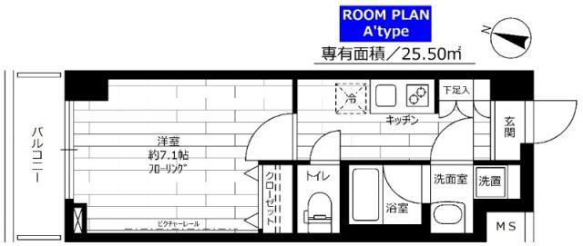 ステージグランデ生田駅前(1K/B1階)の間取り写真