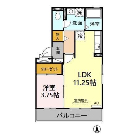 セジュール大秋(1LDK/3階)の間取り写真