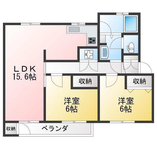 けやき台団地第37号棟(2LDK/4階)の間取り写真