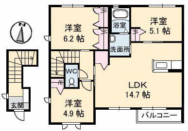 ブランシェ22(3LDK/2階)の間取り写真