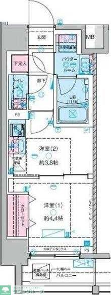 ジェノヴィア木場II(2K/4階)の間取り写真