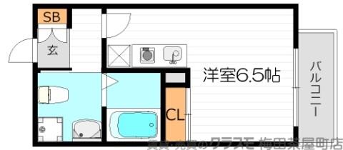 サンクチュアリ北梅田(ワンルーム/2階)の間取り写真