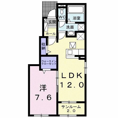 レジデンス ソレイユ(1LDK/1階)の間取り写真