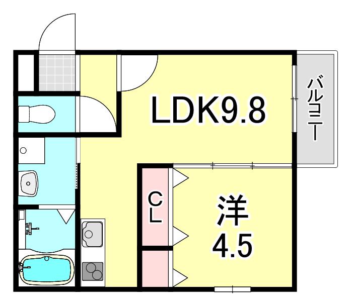 フジパレス甲東園II番館(1LDK/1階)の間取り写真