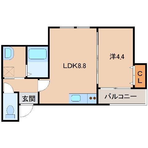 フジパレス中之島(1LDK/2階)の間取り写真