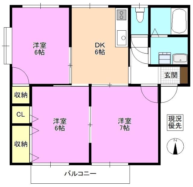 レジデンス葦(3DK/2階)の間取り写真