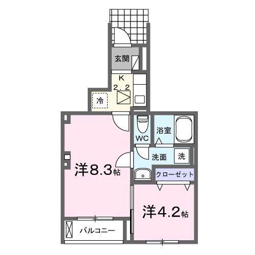 JR中央線 立川駅 バス乗車時間:35分 最寄りバス停で下車 徒歩3分 3階建 築2年(2K/1階)の間取り写真