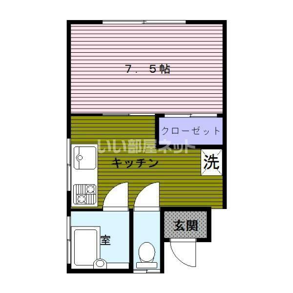 幸手ハイム(1DK/1階)の間取り写真