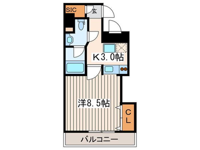 LA・IPSE(1K/6階)の間取り写真
