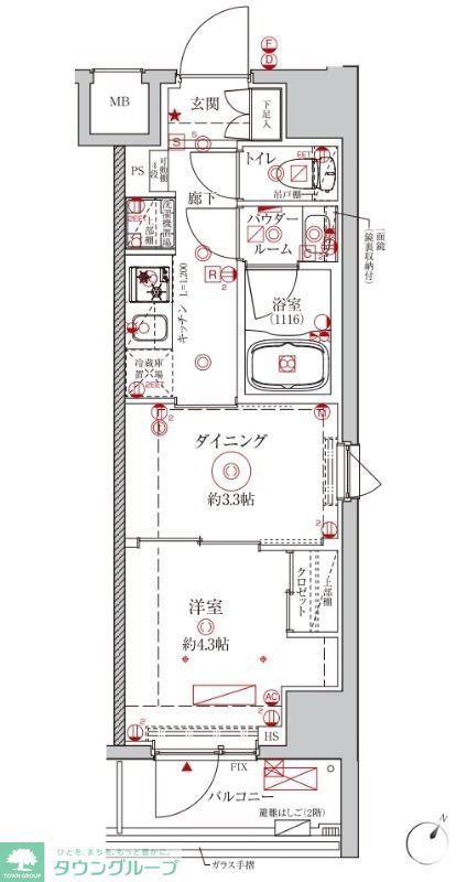クレイシアIDZ川崎ザ・テラス(2K/10階)の間取り写真
